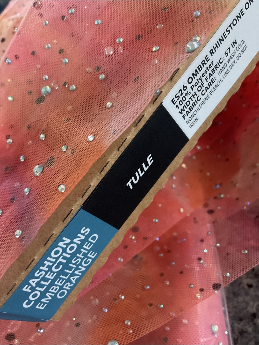 Tulle. Ombré Orange. 8 yds on bolt. New!